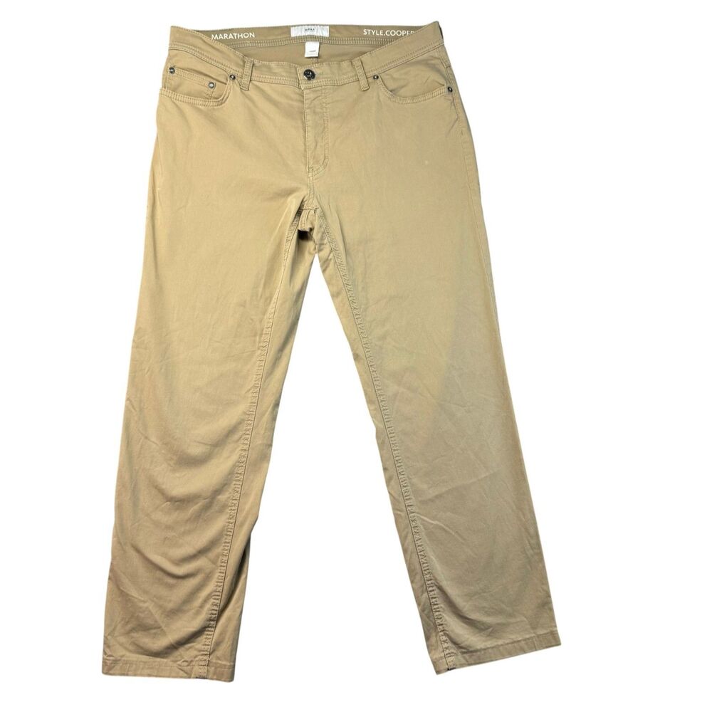 BRAX Pants Men's 36/34 Khaki Tan Marathon Cooper Fancy Trouser Casual Preppy